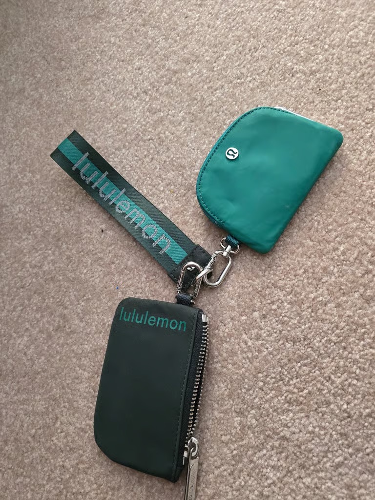 Lululemon Teal And Dark Green Key  Card Holder Set